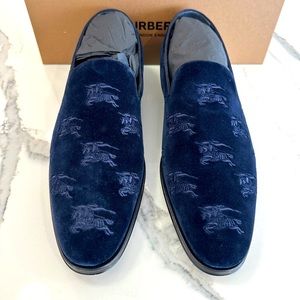 Burberry EKD Embroidered Velvet Loafers
